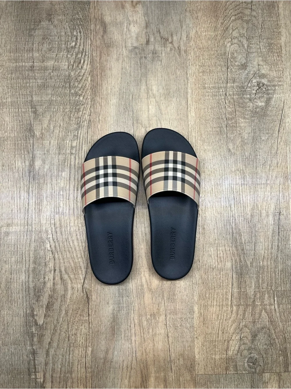 Burberry Beige Plaid Men’s Slide Sandals EU SIZE 38-45